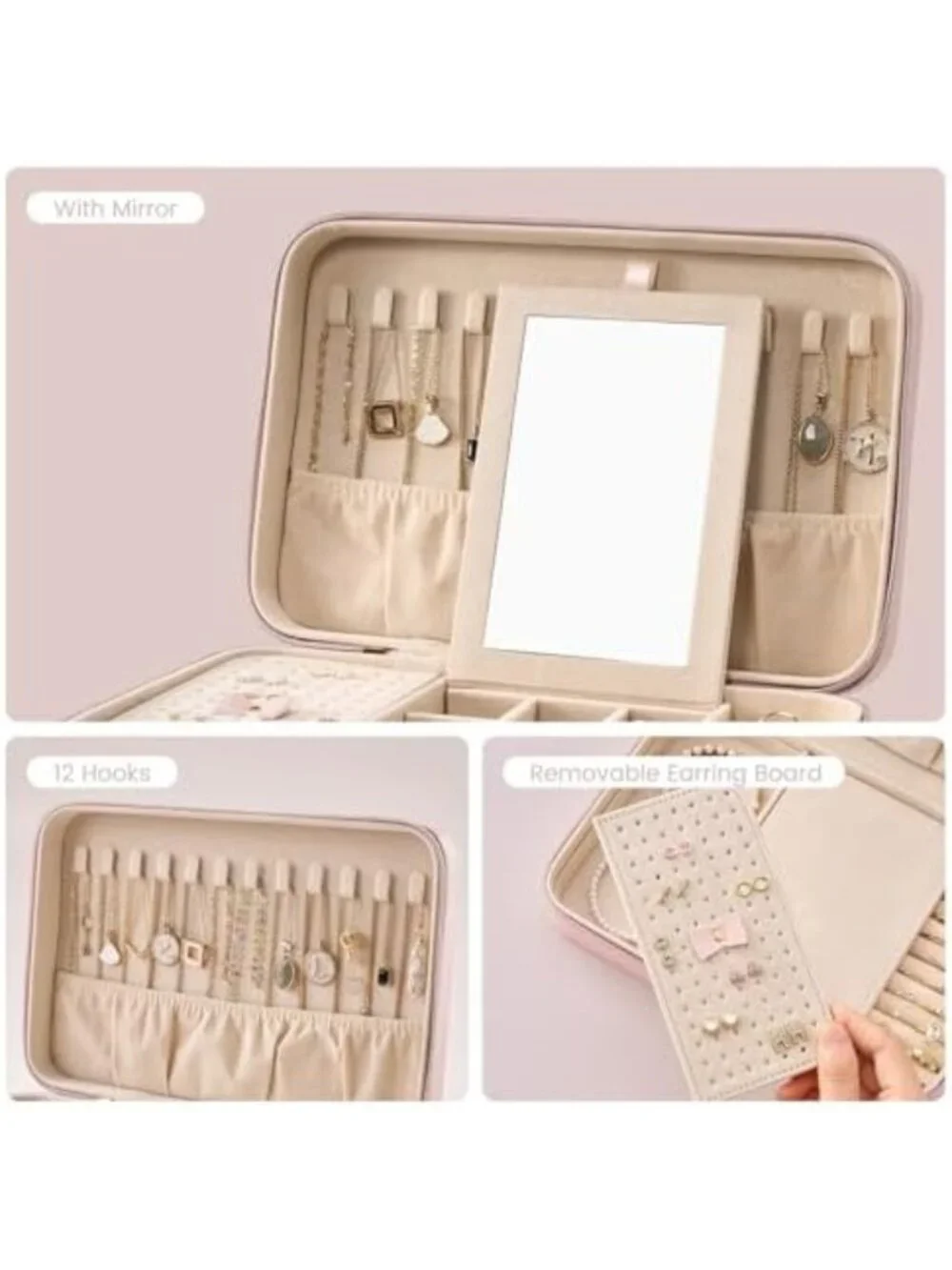 Stylish Large Pink Travel Jewelry Case for Women & Girls - Perfect Organizer